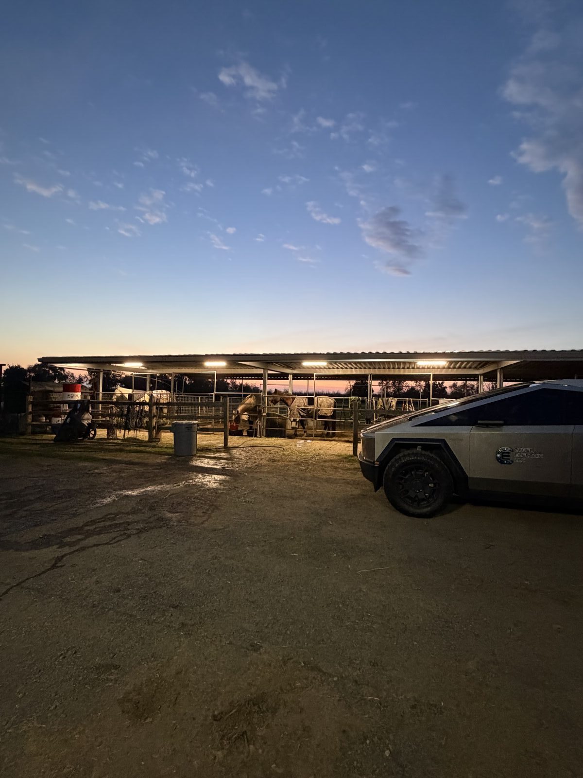 Cyber Electric LLC — outdoor lighting installation at dusk, Central Valley CA